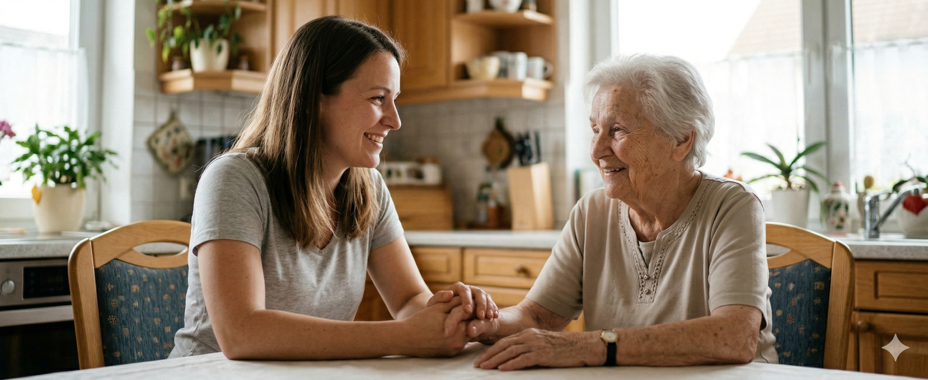 Familie und Pflegehelferin