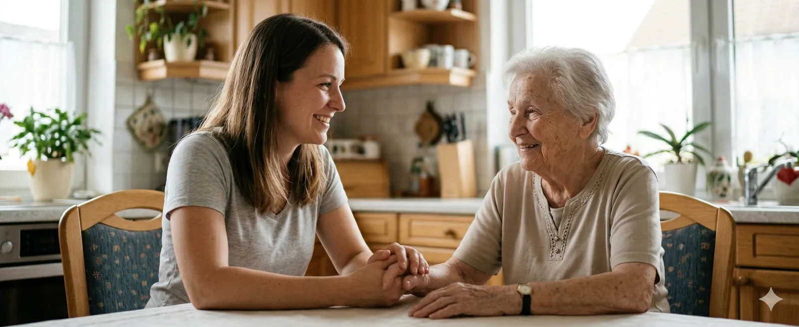 Familie und Pflegehelferin