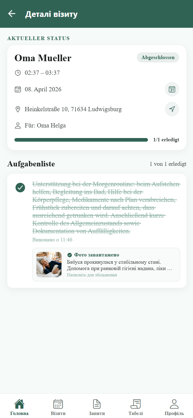 Pflege Orga — Notatki opiekuna bez tłumaczenia