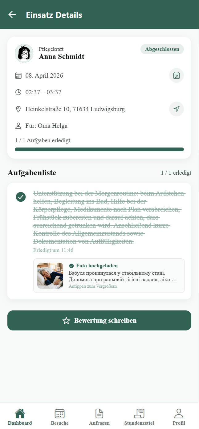 Pflege Orga — Lista zadań z tłumaczeniem